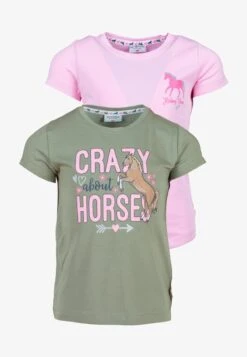 2 PACK - T-Shirt Print - Olive Pink
