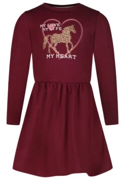 Dress Girls Dress Horse EMB Stones In Burgundy