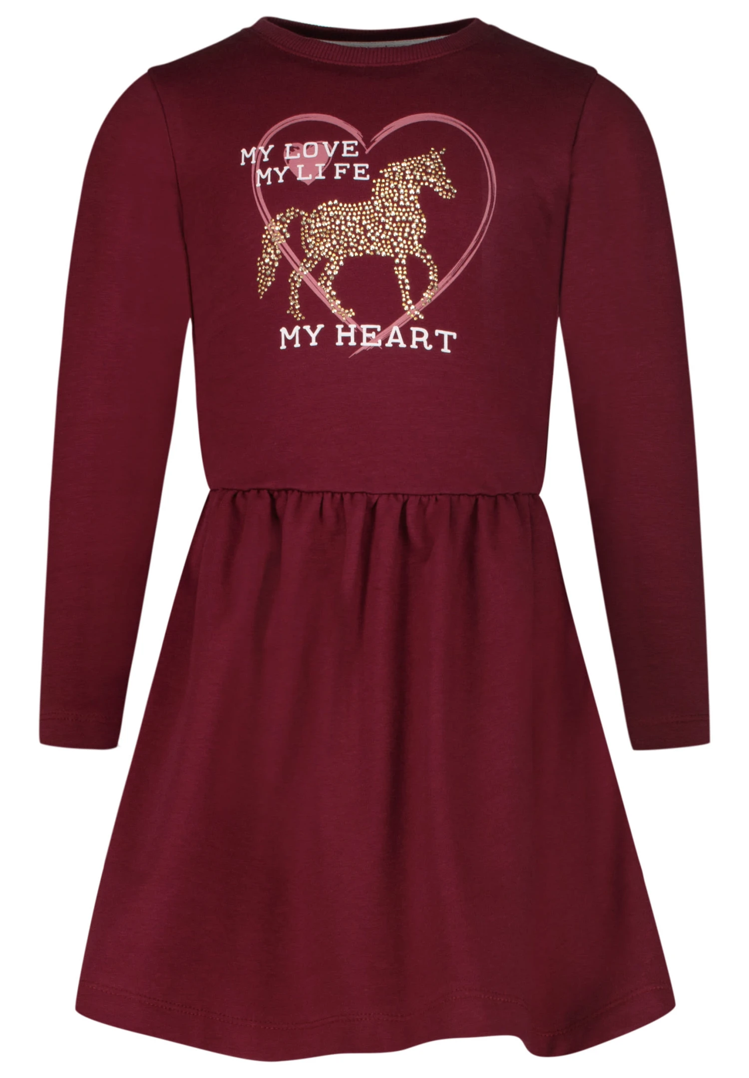 Dress Girls Dress Horse EMB Stones In Burgundy 3 Dress Girls Dress Horse EMB Stones In Burgundy