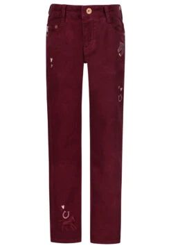 Jeans Cordhose Mädchen Mit Pferdemotiv In Burgundy