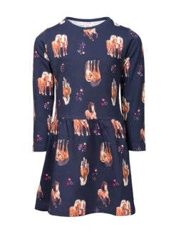 Kleid In Dunkelblau/ Bunt