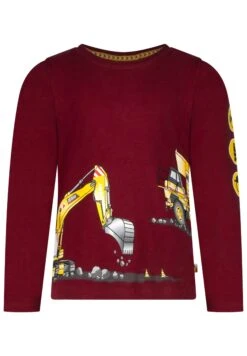 Longsleeve Boys LS Print Digger + Truck In Merlot Red