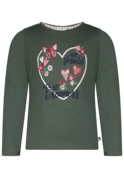 Longsleeve Girls Longsleeve EmbSeq Heart In Olive Melange