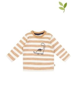 Longsleeve In Hellbraun/ Weiß