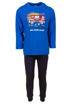 Sleepingwear Pyjama L/S Trousers Print Fire In Kobalt Blue