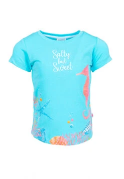 T-Shirt S/S Pri. Glitt. Seahorse In Turquoise