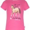 T-Shirt S/S Print Glitter Horse In Bubble Gum -Salt And Pepper salt and pepper t shirt s s print glitter horse in bubble gum