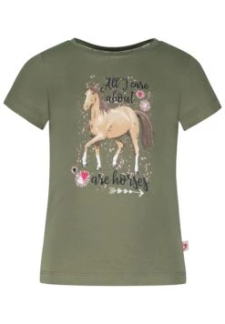 T-Shirt S/S Print Glitter Horse In Cactus