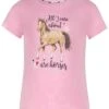 T-Shirt S/S Print Glitter Horse In Soft Rose -Salt And Pepper salt and pepper t shirt s s print glitter horse in soft rose