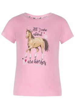 T-Shirt S/S Print Glitter Horse In Soft Rose