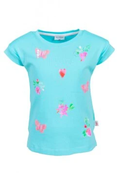 T-Shirt S/S Print Seq. Butterfly In Cyan
