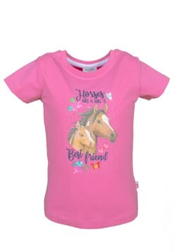 T-Shirt T-Shirt Girls NOS Print Horses In Bubble Gum