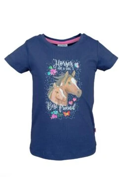 T-Shirt T-Shirt Girls NOS Print Horses In Navy